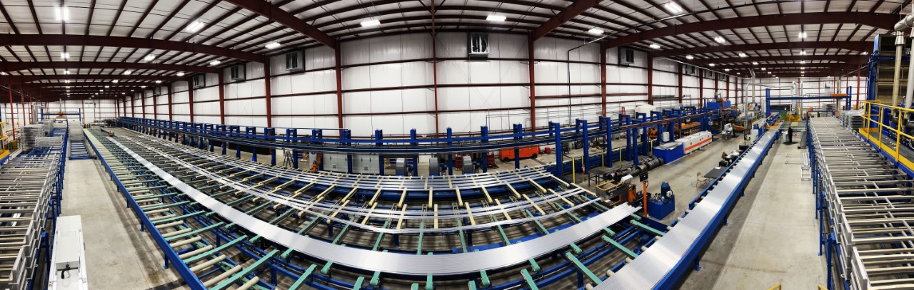 Wide angle panoramic of the entire new press and line.