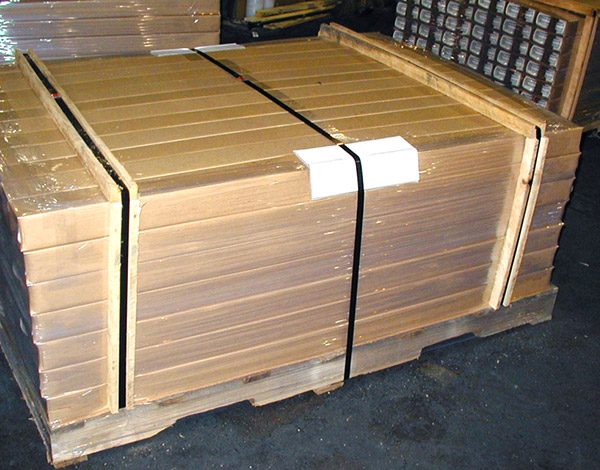 Pallet of boxed products.