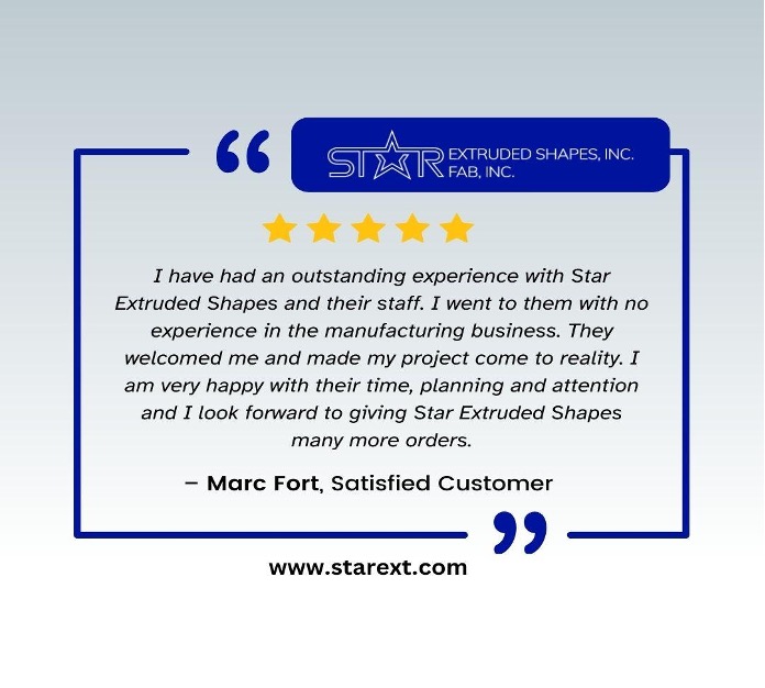 An image with a 5-star review written by a satisfied customer. Star’s logo is above the quote and the company website URL is centered below.