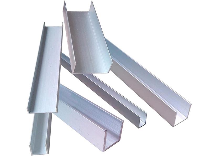 6 different stacked channel “U” shaped aluminum extrusion profiles