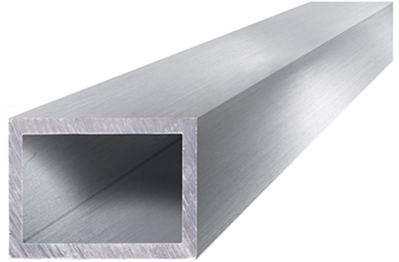 Rectangle shaped aluminum extrusion profile with a hollow center.